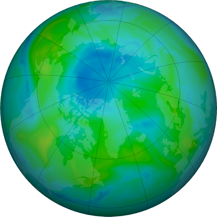 Arctic ozone map for 31 August 2020